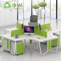 Huizhou office furniture arc 4 - person desk round office work position staff office chair combination