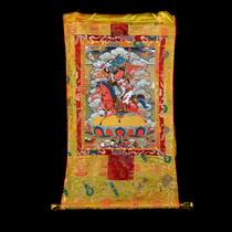 Gold-plated thangka Buddha painting Auspicious Eight Treasures handmade double-layer mounted Gesar King 120cm yellow