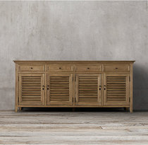 French retro solid wood sideboard Oak shutter door cabinet cupboard short cabinet shoe cabinet locker Old Style