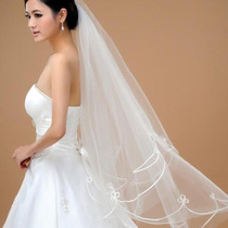 Brides new wedding single-layer Pearl White 3 m head yarn Korean version of wedding accessories Joker simple and sweet 1 5 meters