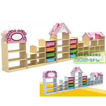 Kindergarten area combination toy cabinet early education childrens District corner storage rack Pinus sylvestris house toy cabinet ws