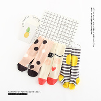ins spring and autumn childrens foreign pantyhose girls big eyes striped cotton leggings socks girls dance socks