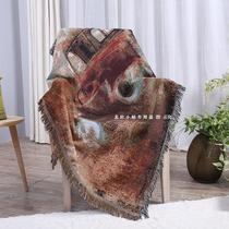American country vintage sofa towel vintage truck thick cotton blanket decorative tapestry bed cover sofa blanket shooting