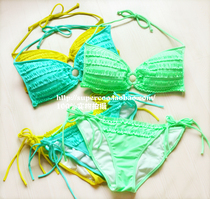 Ice cream color layer-by-layer cake side American single gathering thickened chest neck bikini
