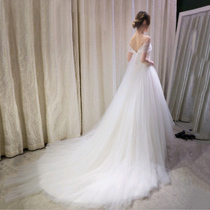 Light main wedding dress 2021 new bride trailing French gauze simple super fairy dream forest travel girl