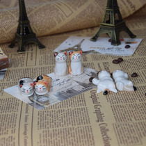 zakka Japanese style ceramic craft fortune cat chopsticks stand kitten chopsticks saucer cute decorative ornament home gifts