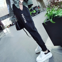 Black casual sweatpants womens pants 2021 new spring and autumn thin loose bunch feet Haren pants Joker ins tide