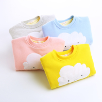  Childrens plus velvet thickened sweater new winter childrens pullover mens and womens long-sleeved tops velvet shirt