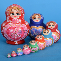 Yakrous hand painted business gift birthday gift basswood brand Russian set doll 10 layer 1082