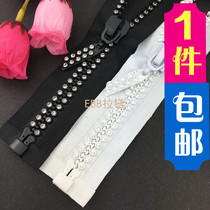 10 10 # resin double drain drill zipper diamond zipped ITC A grade drill single opening zipped clothing decorative zip