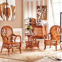 Southeast Asia Indonesia imported rattan chair tea table Three sets Leisure chair Balcony Chair Solid Wood Rattan Chair Coffee Table and chairs