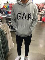 (Black soil)Gap classic letter logo mens pullover hooded sweater couple sweater