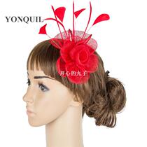 Elegant Ladies women fascinator hats red white sinamay flora