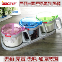 Lilac fashion glass seasoning bottle Glass set Seasoning jar with spoon seasoning box set 