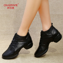 Jiaobaihui new spring and Autumn dance shoes womens adult soft-soled dance shoes leather sailor dance shoes square dance womens shoes