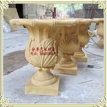 Sandstone relief Flower Bowl Garden community courtyard beauty salon hotel indoor and outdoor decorative leaf bag art flower pot