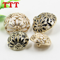 TTT round metal button button wild hollow flower oil coat jacket mens and womens decorative buckle