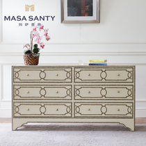 American Countryside Beige Hard Bag High TV Cabinet Designer Rivet Bucket Cabinet Dining Side Cabinet Brief modern bedroom furniture