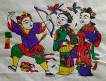 Zhuxian Town Woodcut New Year pictures one stone two birds folk stories New year paintings interior decoration traditional character stories