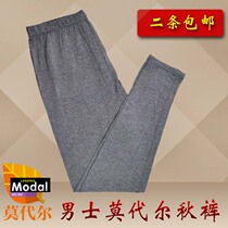 2 men's thin modal one-piece pants with crotch cotton wool underpants solid color men's single long pants special price