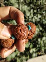 18 years of literature to play wild walnut handstring engraving Erong Opera Ball to play with walnut handlebar Lion Head Tiger Head Guan