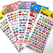 Children's puzzle cartoon stereo bubble sticker transportation car plane ship cognitive reward sticker
