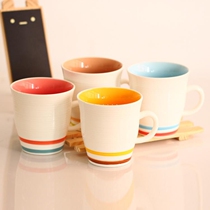 European and American style rainbow stripe Mug Coffee Cup couple Cup ceramic cup rainbow Cup couple Cup