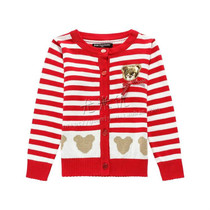 Spring Autumn New Girl Woman Baby Girl Pure Cotton Single Row Buttoned Striped Cardiovert Jersey Undercoat Jacket
