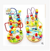 Wood pellets Wooden Mini Small Winding Bead String Beads Maze Threading Children Early Education Infant Puzzle Beech