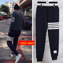 21ss Spring and Autumn New tb striped webbing sweatpants for men and women with the same size plus size bunch foot pants tide