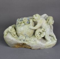  Large decoration Qingtian stone carving rich people monkey blue flower nail 21 kg natural animal art genuine product