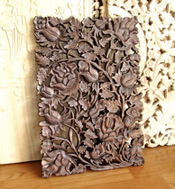 Special promotion Thai Chinese wood carving painting Old rose board Southeast Asia Home decoration Wall decoration Wall hanging