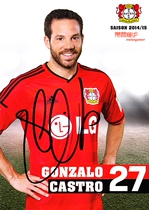 Castro Leverkusens 2014-15 season pro-pen signature official card