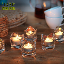 Shanghai Confused IKEA Domestic Vasner Small Round Candle Holder Transparent Glass 6cm