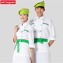(whitegown) new hotel restaurant chefs clothing men and womens seven-point sleeve short sleeve chef uniform