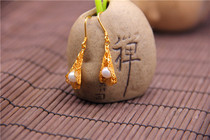 Wan Bao De sterling silver gilded Hanfu cheongsam retro style Pearl exquisite earrings female summer niche senior design sense