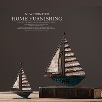 American retro wrought iron sailboat ornaments front office desktop decorations wine cabinet bedroom model room creativity