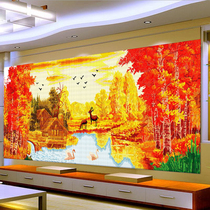 Hongyun golden autumn cross stitch 2021 new living room large landscape dream home pastoral landscape painting office