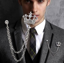 Star Zhao Mens Glory Crown Leader Mens Brooch Wedding Festival Groom Suit Bin