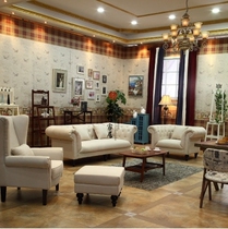 Simple European fabric pull button sofa American country bedroom living room single double white sofa combination tiger chair