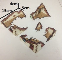 Little Maiden Record Warhammer pp World War II Take the battle running group DND wooden scene bungalow ruins