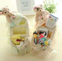 Pastoral fabric cosmetics Desktop Storage Box storage basket finishing basket mobile phone remote control storage basket
