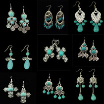 European and American jewelry ethnic turquoise earrings earrings fashion womens earrings drop pendant Tibetan Tibetan Tibet