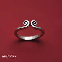 Mrs. t Shen S925 sterling silver ring female Japanese and Korean Ring Tightening curse to do old ring female male couple Korean ring