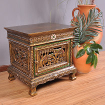 Thai bedside table Southeast Asia wood carved gold foil lockers Thai bedroom decoration antique bedside table