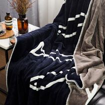 Dark blue cartoon fish super soft velvet double-sided cover blanket air-conditioning blanket summer blanket spring summer blanket personality blanket