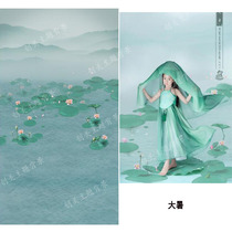 Plate woman childrens costume photo photo background Phoenix Lotus lotus leaf costume background cloth summer heat