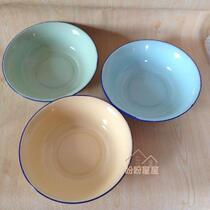 Old goods enamel plate dish bowl Nostalgic old-fashioned rice bowl instant noodles bowl Brand new bowl iron rice bowl round Chinese solid color