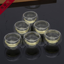  50ml double-layer heat-resistant glass tea cup small tea bowl heat insulation and anti-scalding flower tea cup Kung Fu tea cup tea cup tea ace