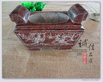 Incense burner Four-pointed incense burner Stone incense burner Flower auspicious Indian red 25CM long sacrificial incense burner Cemetery incense burner